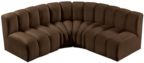 Briar Brown 103 Velvet Upholstered Modular Sectional, 4-Piece