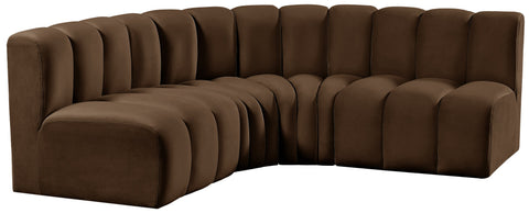 Briar Brown 103 Velvet Upholstered Modular Sectional, 4-Piece