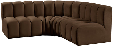 Briar Brown 103 Velvet Upholstered Modular Sectional, 4-Piece
