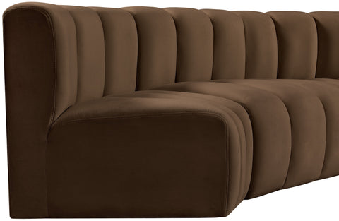 Briar Brown 103 Velvet Upholstered Modular Sectional, 4-Piece