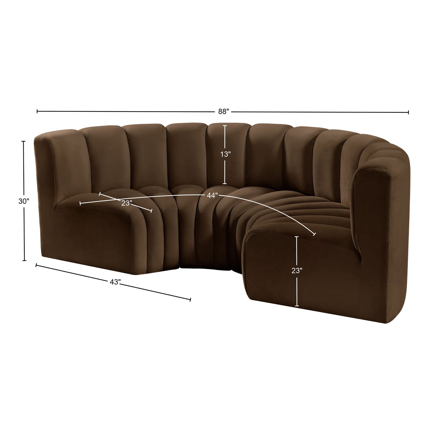 zara brown velvet modular sofa s4c