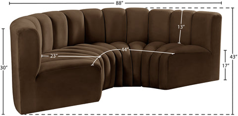 Briar Brown 88 Velvet Upholstered Modular Sectional, 4-Piece