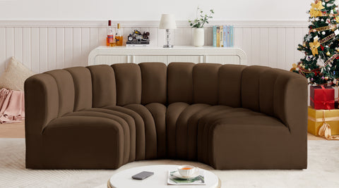 Briar Brown 88 Velvet Upholstered Modular Sectional, 4-Piece