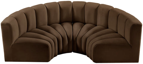 Briar Brown 88 Velvet Upholstered Modular Sectional, 4-Piece