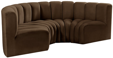 Briar Brown 88 Velvet Upholstered Modular Sectional, 4-Piece