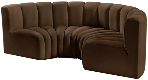 Briar Brown 88 Velvet Upholstered Modular Sectional, 4-Piece