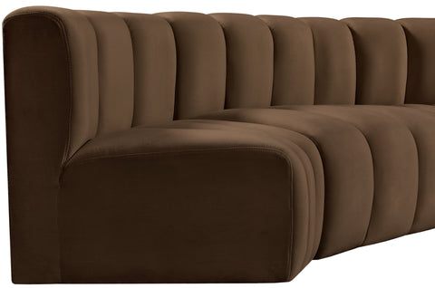 Briar Brown 88 Velvet Upholstered Modular Sectional, 4-Piece