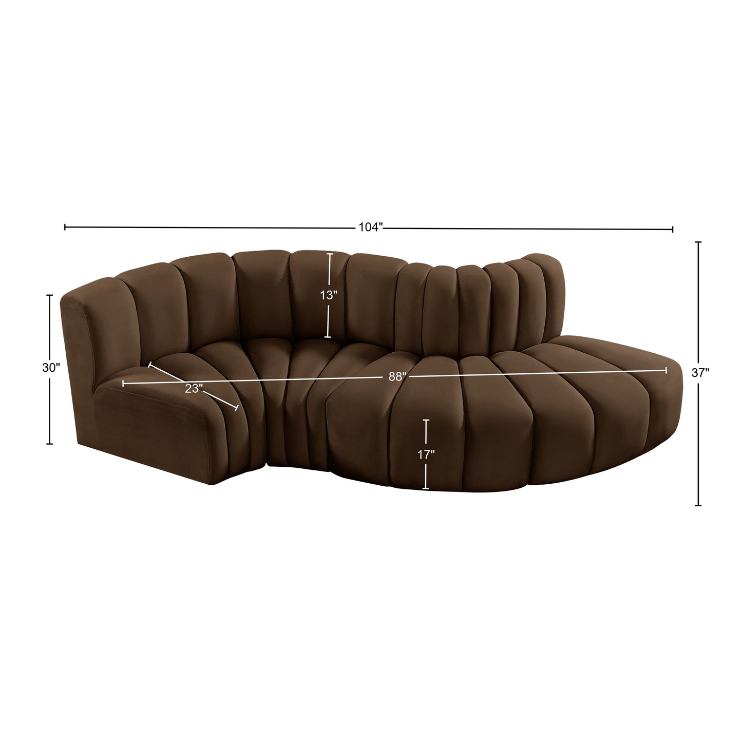 zara brown velvet modular sofa s4d