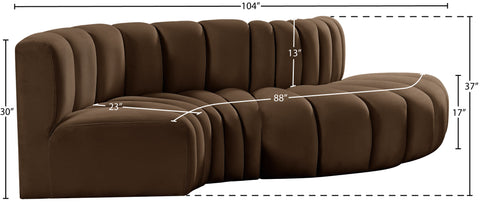 Briar Brown 104 Velvet Upholstered Modular Sectional, 4-Piece