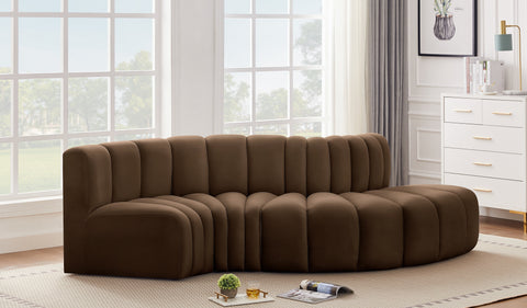 Briar Brown 104 Velvet Upholstered Modular Sectional, 4-Piece
