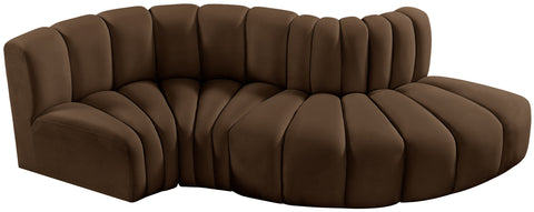 Briar Brown 104 Velvet Upholstered Modular Sectional, 4-Piece