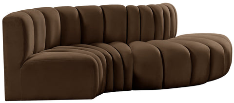 Briar Brown 104 Velvet Upholstered Modular Sectional, 4-Piece