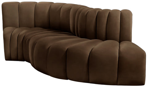 Briar Brown 104 Velvet Upholstered Modular Sectional, 4-Piece