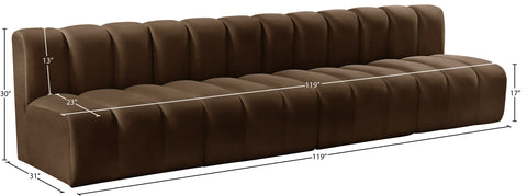 Briar Brown 119 Velvet Upholstered Modular Sectional, 4-Piece