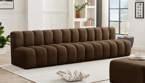 Briar Brown 119 Velvet Upholstered Modular Sectional, 4-Piece