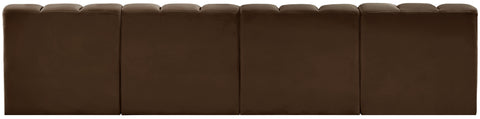 Briar Brown 119 Velvet Upholstered Modular Sectional, 4-Piece