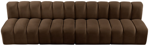 Briar Brown 119 Velvet Upholstered Modular Sectional, 4-Piece