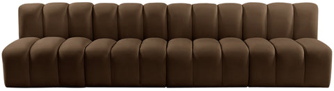 Briar Brown 119 Velvet Upholstered Modular Sectional, 4-Piece