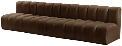 Zara Brown Velvet Modular Sofa S4E