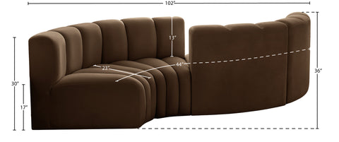 Briar Brown 102 Velvet Upholstered Modular Sectional, 4-Piece