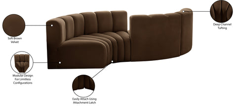 Briar Brown 102 Velvet Upholstered Modular Sectional, 4-Piece