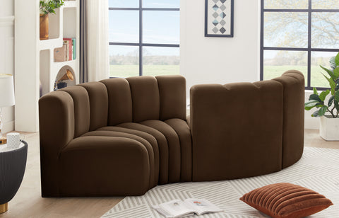 Briar Brown 102 Velvet Upholstered Modular Sectional, 4-Piece