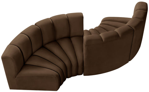 Briar Brown 102 Velvet Upholstered Modular Sectional, 4-Piece