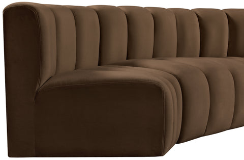 Briar Brown 102 Velvet Upholstered Modular Sectional, 4-Piece