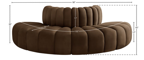Briar Brown 90 Velvet Upholstered Modular Sectional, 4-Piece