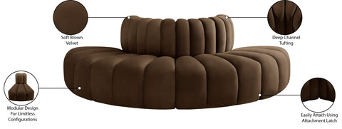 Briar Brown 90 Velvet Upholstered Modular Sectional, 4-Piece