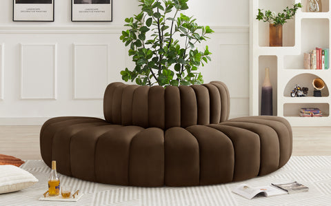 Briar Brown 90 Velvet Upholstered Modular Sectional, 4-Piece