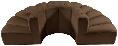 Briar Brown 90 Velvet Upholstered Modular Sectional, 4-Piece