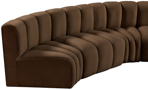 Briar Brown 133 Velvet Upholstered Modular Sectional, 5-Piece