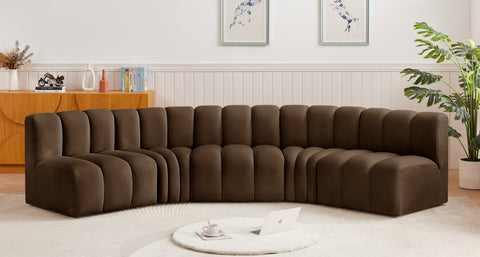 Briar Brown 133 Velvet Upholstered Modular Sectional, 5-Piece
