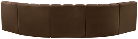Briar Brown 133 Velvet Upholstered Modular Sectional, 5-Piece