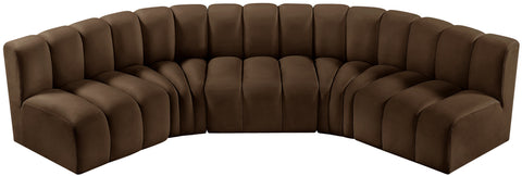 Briar Brown 133 Velvet Upholstered Modular Sectional, 5-Piece