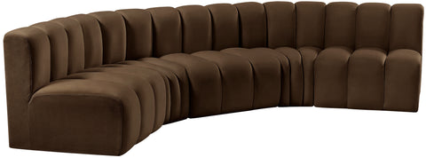 Briar Brown 133 Velvet Upholstered Modular Sectional, 5-Piece