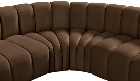 Briar Brown 133 Velvet Upholstered Modular Sectional, 5-Piece