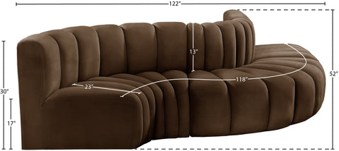 Briar Brown 122 Velvet Upholstered Modular Sectional, 5-Piece