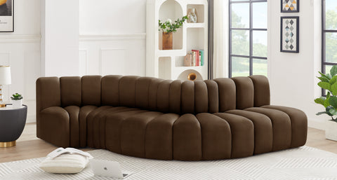 Briar Brown 122 Velvet Upholstered Modular Sectional, 5-Piece