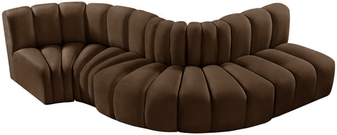 Briar Brown 122 Velvet Upholstered Modular Sectional, 5-Piece
