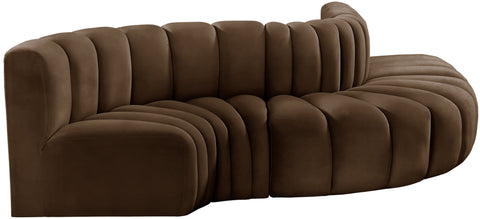 Briar Brown 122 Velvet Upholstered Modular Sectional, 5-Piece