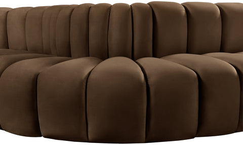 Briar Brown 122 Velvet Upholstered Modular Sectional, 5-Piece