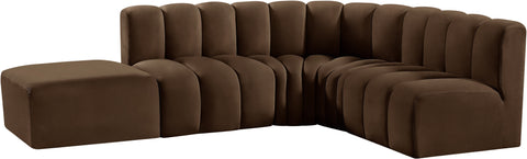 Briar Brown 127 Velvet Upholstered Modular Sectional, 5-Piece
