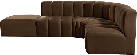 Briar Brown 127 Velvet Upholstered Modular Sectional, 5-Piece
