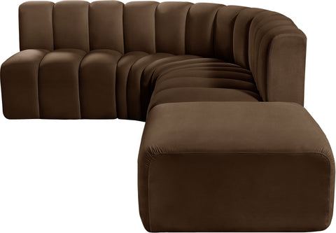 Briar Brown 127 Velvet Upholstered Modular Sectional, 5-Piece