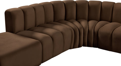 Briar Brown 127 Velvet Upholstered Modular Sectional, 5-Piece