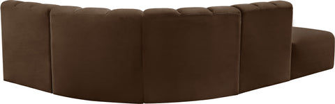 Briar Brown 127 Velvet Upholstered Modular Sectional, 5-Piece