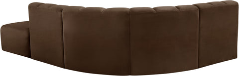 Briar Brown 127 Velvet Upholstered Modular Sectional, 5-Piece