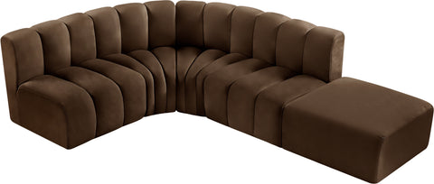 Briar Brown 127 Velvet Upholstered Modular Sectional, 5-Piece